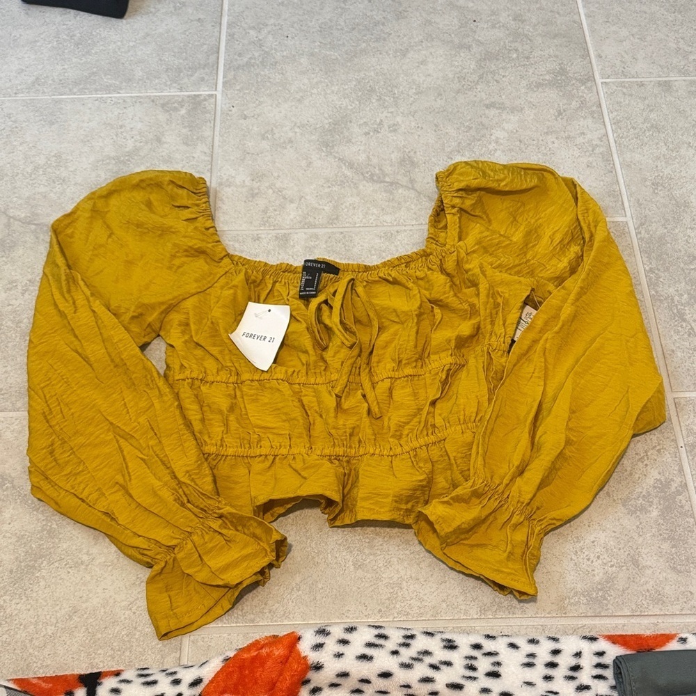 Forever 21 Golden Yellow Smocked Blouse